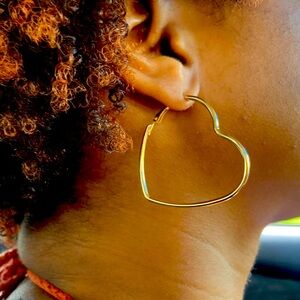 Gold Heart-Shaped Hoop Earrings Modern Design